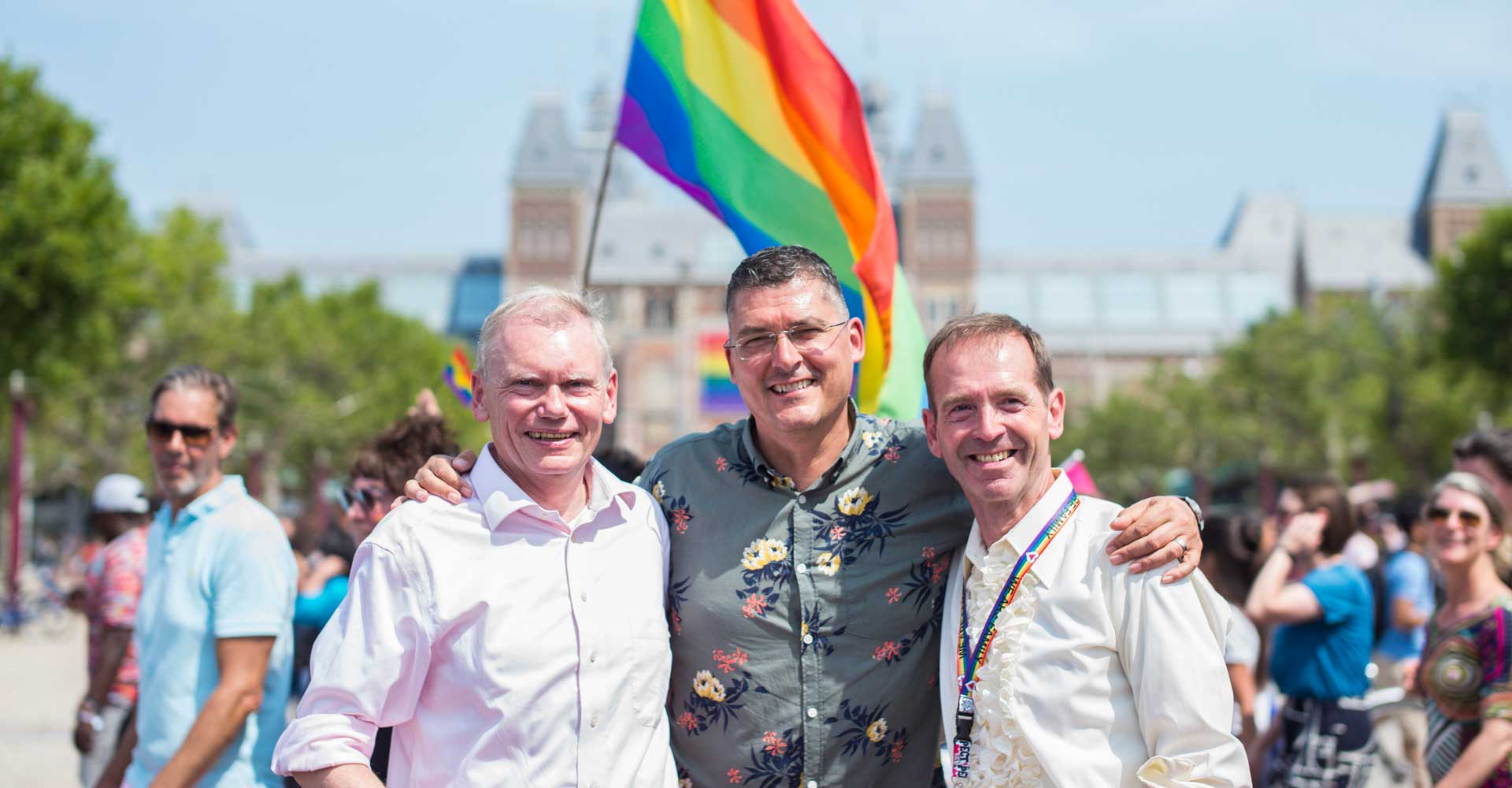 Pride2019 Peter Kramer, Ernst Verhoeven en Siep De Haan, de founding fathers van Amsterdam Pride